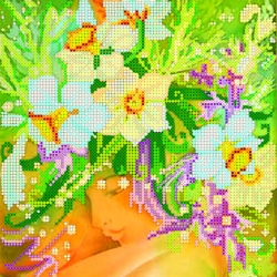 Схема для вышивания бисером АБРИС АРТ "Девушка Весна"